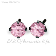4mm Karmos Cubic Cirkónia Világos Rózsaszín, DLC Natúr Orvosi Fém Belőhető Fülbevaló - STUDEX ELKONcosmetic Kft.