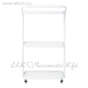 GURULÓS 3 POLCOS ÜVEGLAPOS ESZKÖZKOCSI DÖNTÖTT FEHÉR H6701 - E-SHOP ELKONcosmetic Kft.