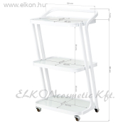 GURULÓS 3 POLCOS ÜVEGLAPOS ESZKÖZKOCSI DÖNTÖTT FEHÉR H6701 - E-SHOP ELKONcosmetic Kft.