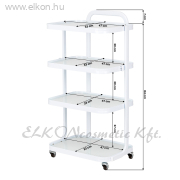 GURULÓS 4 POLCOS ÜVEGLAPOS ESZKÖZKOCSI FEHÉR H6702 - E-SHOP ELKONcosmetic Kft.