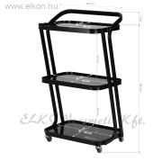 GURULÓS 3 POLCOS ÜVEGLAPOS ESZKÖZKOCSI TETOVÁLÁSHOZ DÖNTÖTT FEKETE Pro-Ink H6701 - E-SHOP ELKONcosmetic Kft.