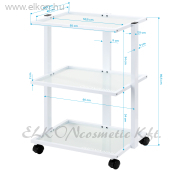 GURULÓS 3 POLCOS ÜVEGLAPOS ESZKÖZKOCSI FEHÉR GIOVANNI E40 - E-SHOP ELKONcosmetic Kft.