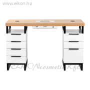 Manikűrös Műkörmös Asztal Porelszívóval 7 fiók MOMO L02 fehér-fekete-fa színekkel - E-SHOP ELKONcosmetic Kft.