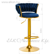 4Rico Gázrugós Bárszék QS-B313a sötétkék bársony - E-SHOP ELKONcosmetic Kft.