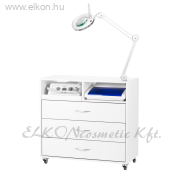 PEDIKŰRÖS MUNKAÁLLOMÁS Csiszolóval, Sterilizálóval, Lámpával széles fiók - E-SHOP