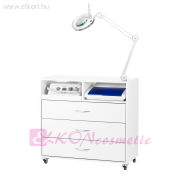 PEDIKŰRÖS MUNKAÁLLOMÁS Csiszolóval, Sterilizálóval, Lámpával széles fiók - E-SHOP