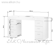 Manikűrös Műkörmös Asztal Porelszívóval, 6 fiókkal - fehér - E-SHOP ELKONcosmetic Kft.