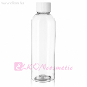 ÜRES, VÍZTISZTA ÁTLÁTSZÓ KOZMETIKAI FLAKON, FEHÉR KUPAKKAL, 100ml - ELKON