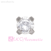 3mm Karmos Cubic Cirkónia, Natúr Belőhető Fülbevaló - STUDEX