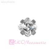 3x3mm Karmos Cubic Cirkónia Princ. Cut, Natúr Belőhető Fülbevaló - STUDEX