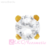 4mm Karmos Cubic Cirkónia, Aranyozott Belőhető Fülbevaló - STUDEX