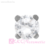 4mm Karmos Cubic Cirkónia, Natúr Belőhető Fülbevaló - STUDEX