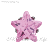 5mm Karmos Rózsaszín Csillag Cubic Cirkónia, Natúr Belőhető Fülbevaló - STUDEX