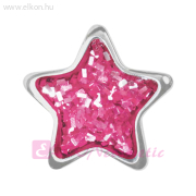 6,5mm Csillogó Pink Csillag, Natúr Belőhető Fülbevaló - STUDEX