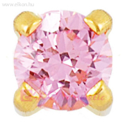 3mm Karmos Rózsaszín Cubic Cirkónia, Aranyozott Fülbevaló - STUDEX