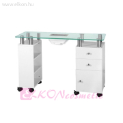 MŰKÖRMÖS ASZTAL ÜVEGLAPPAL ELSZÍVÓVAL 013B FEHÉR - E-SHOP