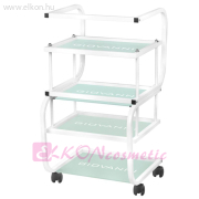 GURULÓS 4 POLCOS ÜVEGLAPOS ESZKÖZKOCSI FEHÉR 1012 - E-SHOP