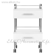 GURULÓS 2 POLCOS  + 2 FIÓK ESZKÖZKOCSI FEHÉR 6051 - E-SHOP ELKONcosmetic Kft.