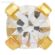 4mm Karmos Cubic Cirkónia, Aranyozott Fülbevaló - STUDEX
